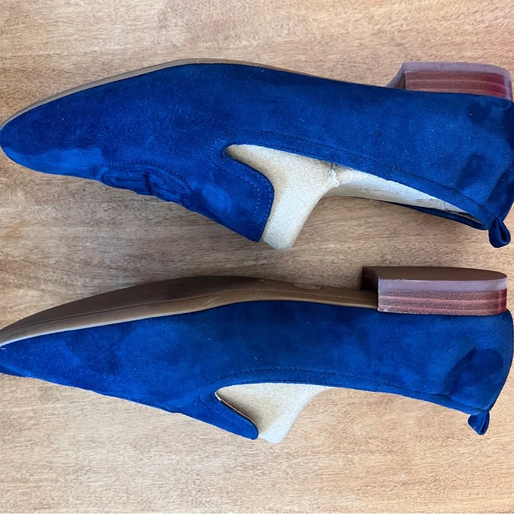 Tory Burch Leigh Navy Blue Suede Loafers - Picture 5 of 12